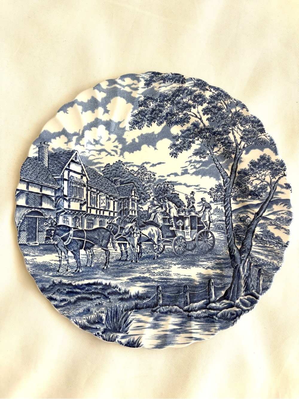 Fine blue staffordshire ware 10 inch plate Myott Royal Mail comes with hanger